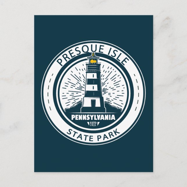 Postal Insignia del Parque Estatal Presque Isle Pennsylva (Anverso)