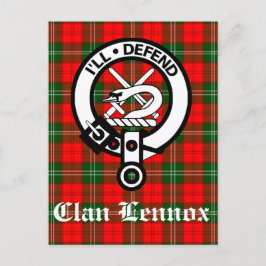 Postal Insignia Escudo de Clan Lennox y Tartán