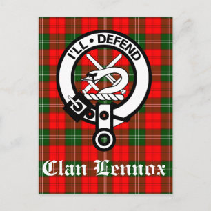 Postal Insignia Escudo de Clan Lennox y Tartán