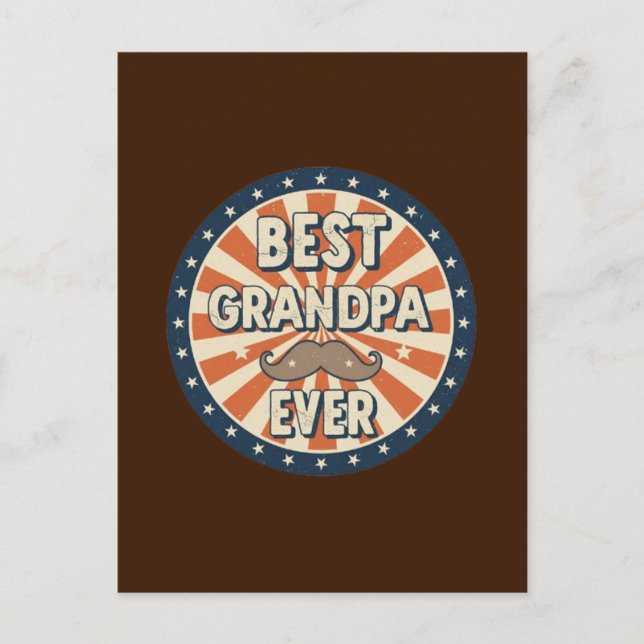 Postal Insignia retro del mejor abuelo (Anverso)
