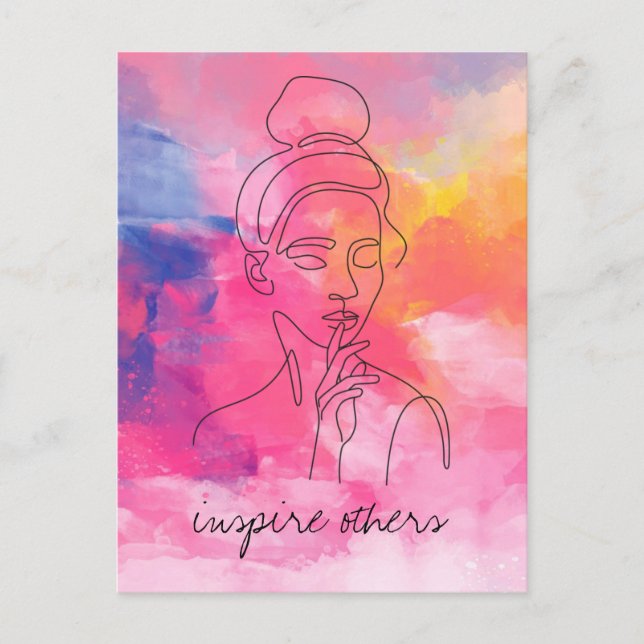 Postal Inspira a Otros Mujer Hermosa Arte Texto Personali (Anverso)