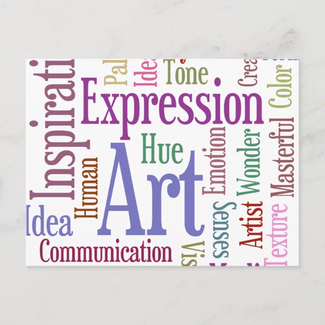 Postal Inspiración artística de palabras de artista creat (Anverso)