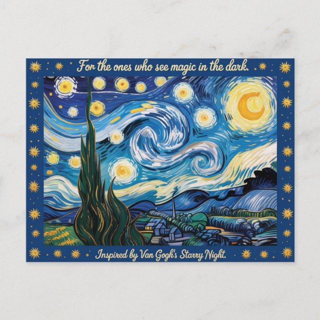 Postal Inspiración de arte nocturno Starry de Van Goghs (Anverso)