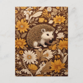 Postal Inspiración de Hedgehog Brown Floral William Morri