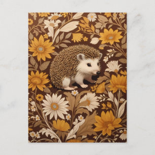 Postal Inspiración de Hedgehog Brown Floral William Morri