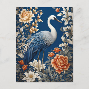 Postal Inspiración de la elegante grúa azul William Morri
