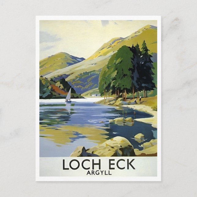 Postal Inspiración de Loch Eck Argyll Scotland Retro (Anverso)