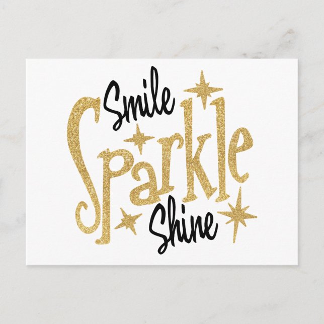 Postal Inspiración positiva de la sonrisa dorada Sparkle  (Anverso)