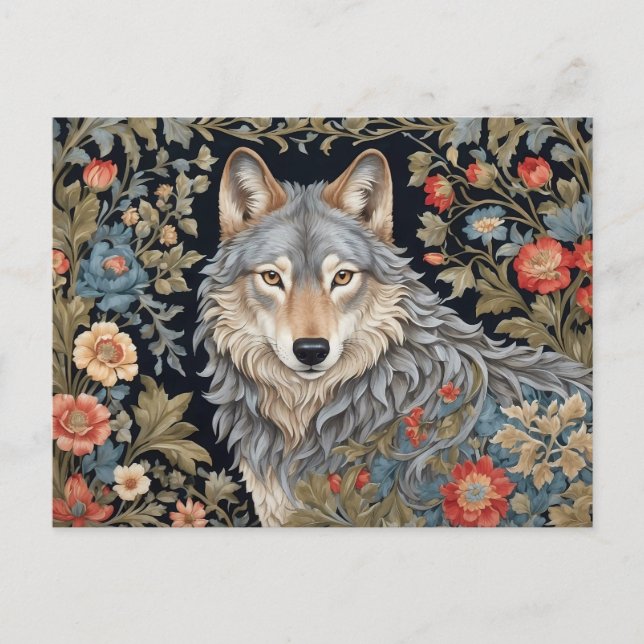 Postal Inspirado el Noble Lobo Gris William Morris (Anverso)