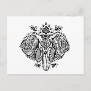 Postal Inspirado elefante vintage indio
