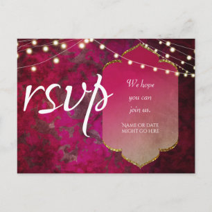 Postal Inspirado en la India Boho Damask en Rosa Profundo