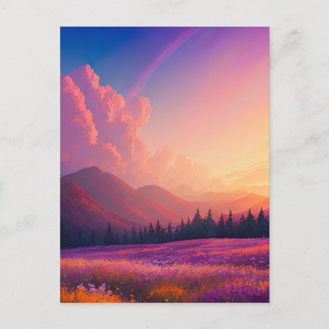 Postal Inspirador atardecer en el encantador Valle Floral (Anverso)