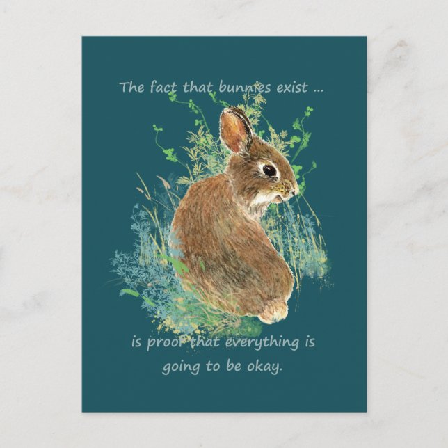 Postal Inspirador Todo estará bien Bunny Cita (Anverso)