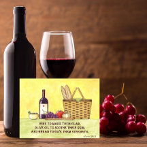 Postal Inspiradora de aceite de vino y pan