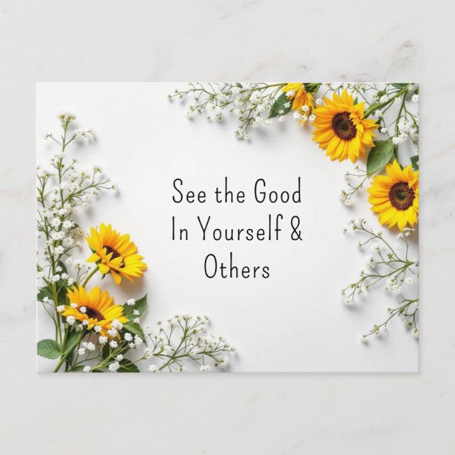 Postal Inspiradoras citas buenas flores amarillas (Anverso)