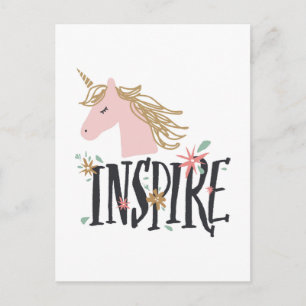 Postal Inspirar Mano de oro Unicorn