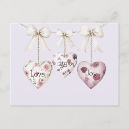 Postal Inspirational Floral Love Hope Joy Hearts Bow