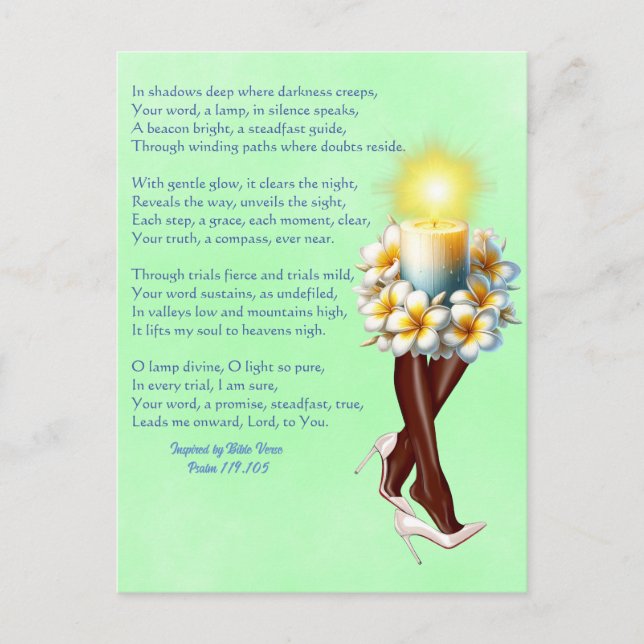 Postal Inspired Psalm 119:105 Poem Candle Lady (Anverso)
