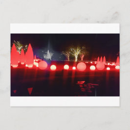Postal Instalación de Arte de Luz Roja Brillante Noche Fa
