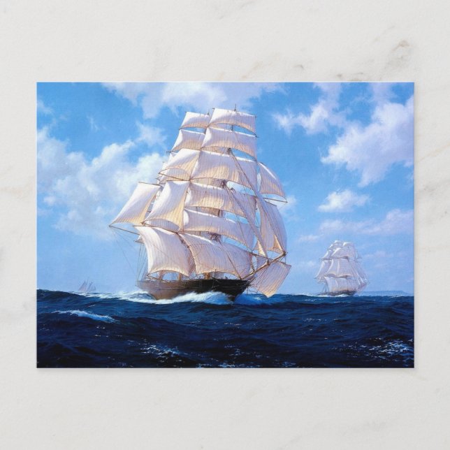 Postal Instaladores cuadrados debajo de la vela llena (Anverso)