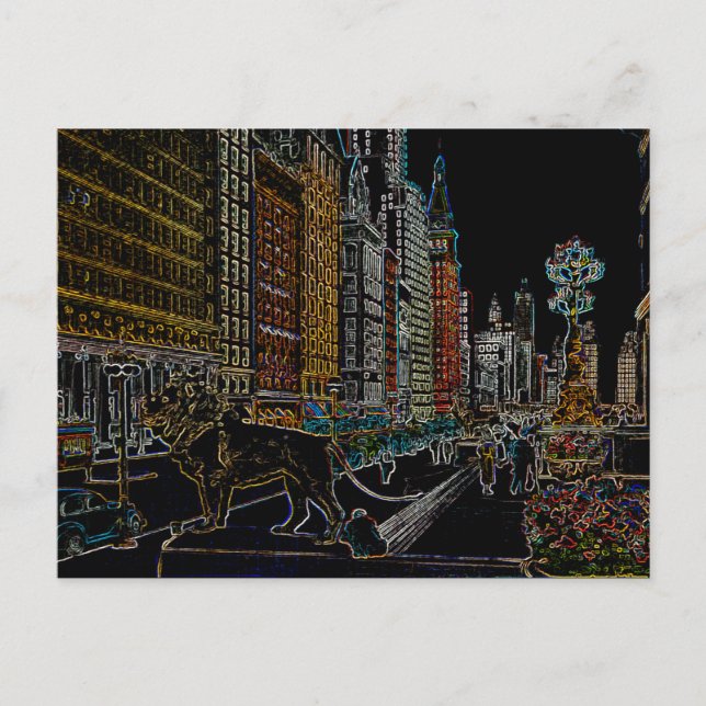 POSTAL INSTITUTO DE ARTE DE CHICAGO LIONS MICHIGAN AVE NE (Anverso)