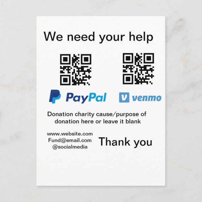 Postal Instrucciones para la recolección de donaciones: a (Anverso)