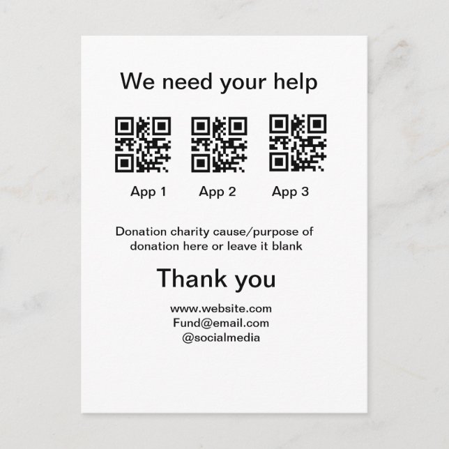 Postal Instrucciones para la recolección de donaciones: a (Anverso)