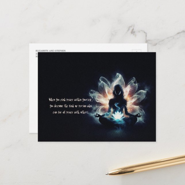 Postal Instructor de Yoga Meditación Pose GlowMist Lotus (Anverso/Reverso In Situ)