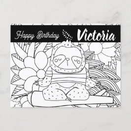 Postal Instructor de Yoga Perezoso Cumpleaños Floral para