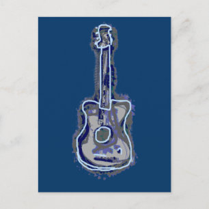 Postal Instrumento de música de guitarra azul