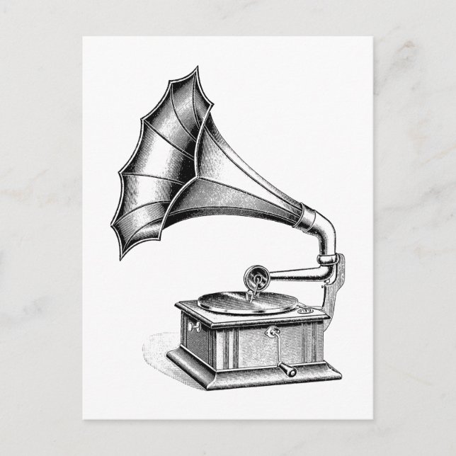 Postal Instrumento de música del tocadiscos del fonógrafo (Anverso)