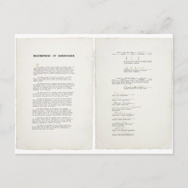 Postal Instrumento de rendición de Japón en la Segunda Gu (Anverso)