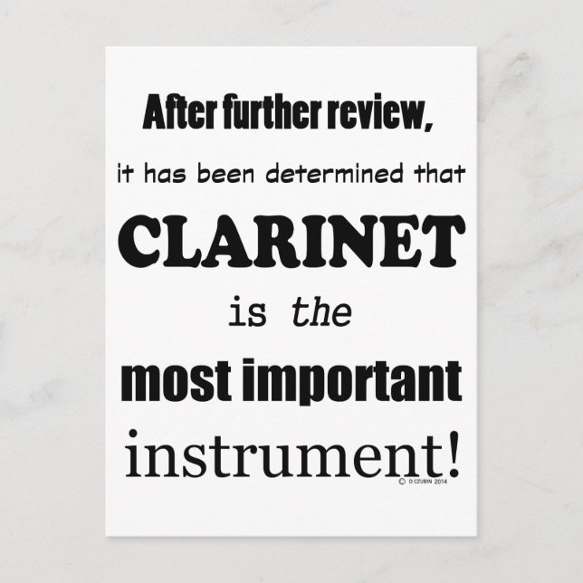 Postal Instrumento más importante de Clarinet (Anverso)