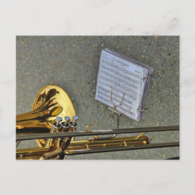 Postal Instrumento musical trombónico con notación (Anverso)