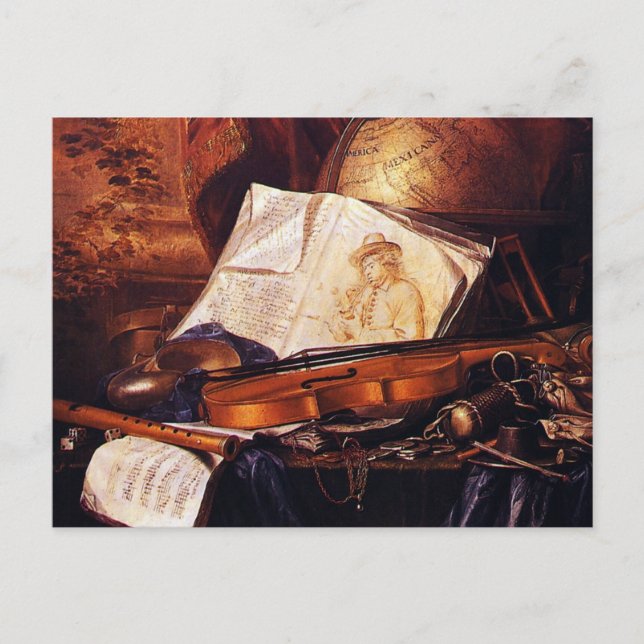 Postal Instrumentos musicales de pintura de regalos (Anverso)
