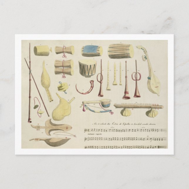 Postal Instrumentos musicales indios, placa 23 de 'Orient (Anverso)
