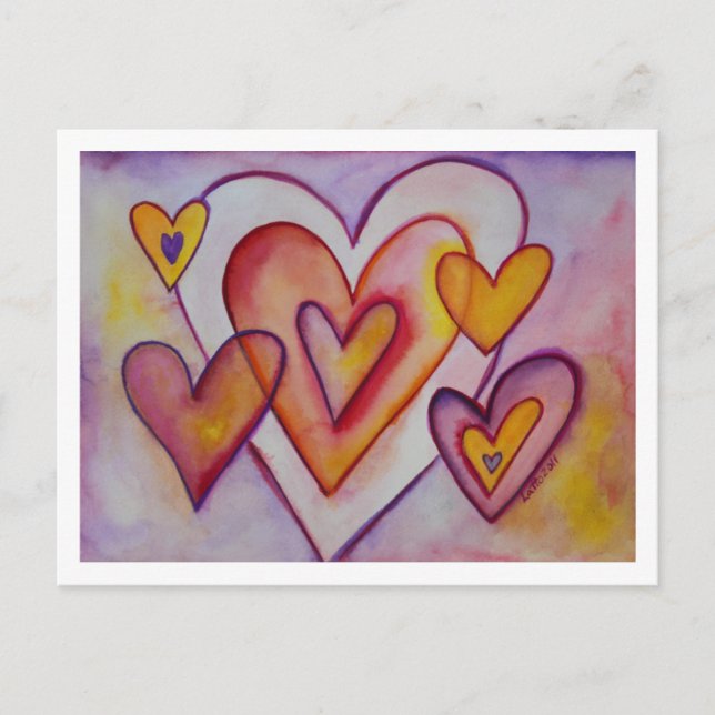 Postal Interbloqueo de corazones de amor Personalizados p (Anverso)