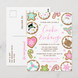 Postal Intercambio de Galletas de Navidad Rosa y Verde