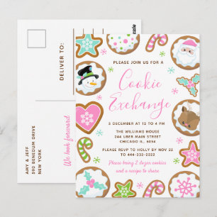 Postal Intercambio de Galletas de Navidad Rosa y Verde