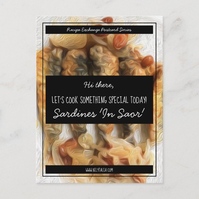 Postal Intercambio de recetas de escritura en blanco y ne (Anverso)