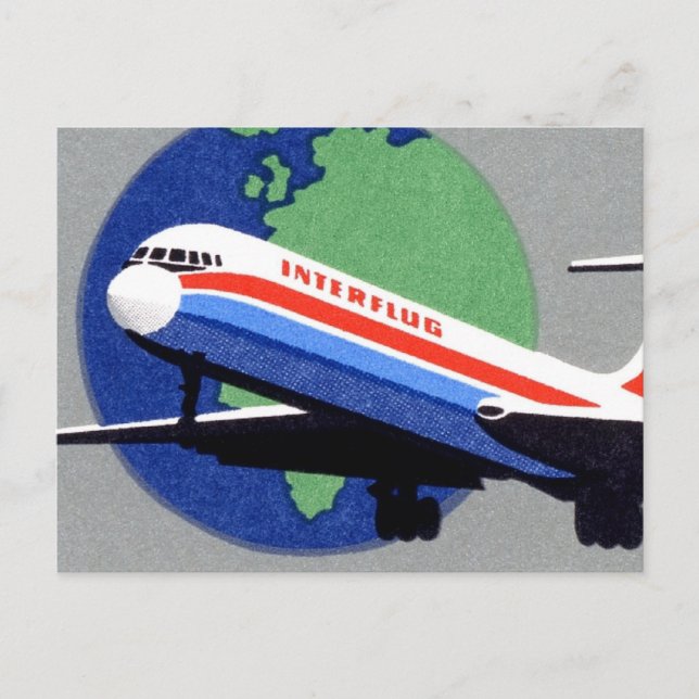 Postal INTERFLUG - Aerolínea nacional de DDR, Alemania Or (Anverso)