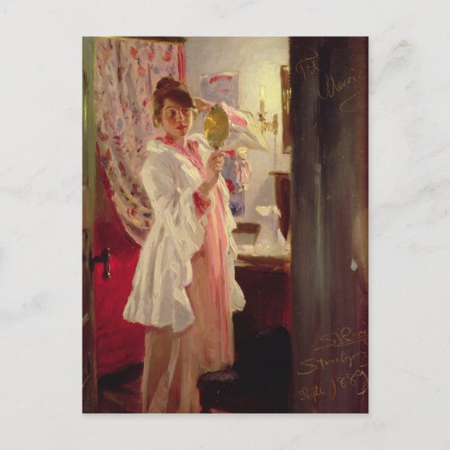 Postal Interior con la esposa del artista, 1889 (Anverso)