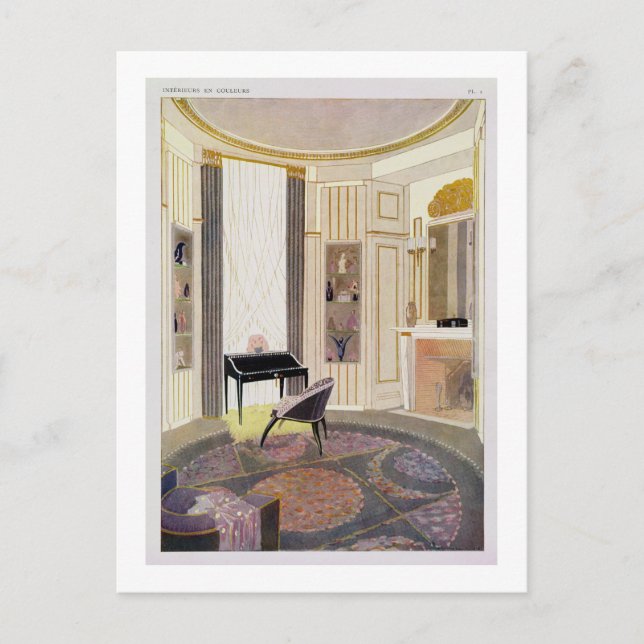 Postal Interior con mobiliario diseñado por Ruhlmann, de (Anverso)