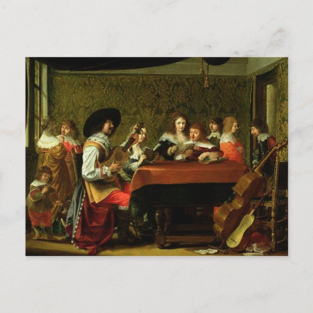 Postal Interior con músicos y cantantes (Anverso)