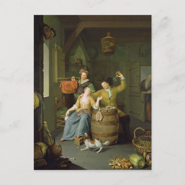 Postal Interior con una pareja celebrando (Anverso)