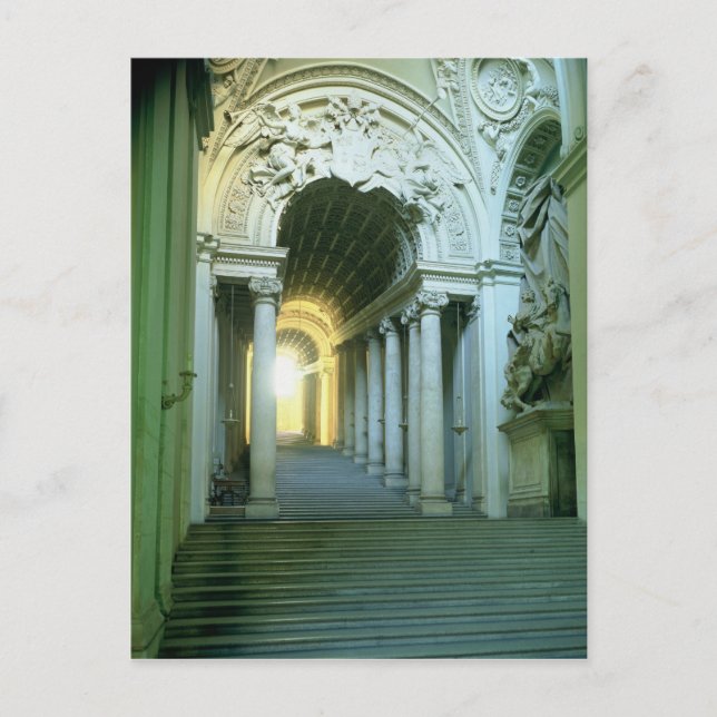 Postal Interior con vistas a la escalera (Anverso)