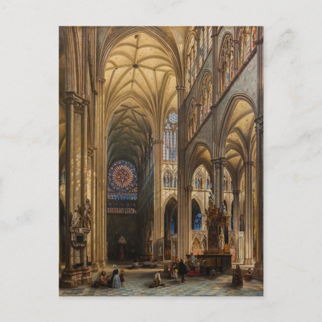 Postal Interior da Catedral de Amiens por Jules Genisson (Anverso)