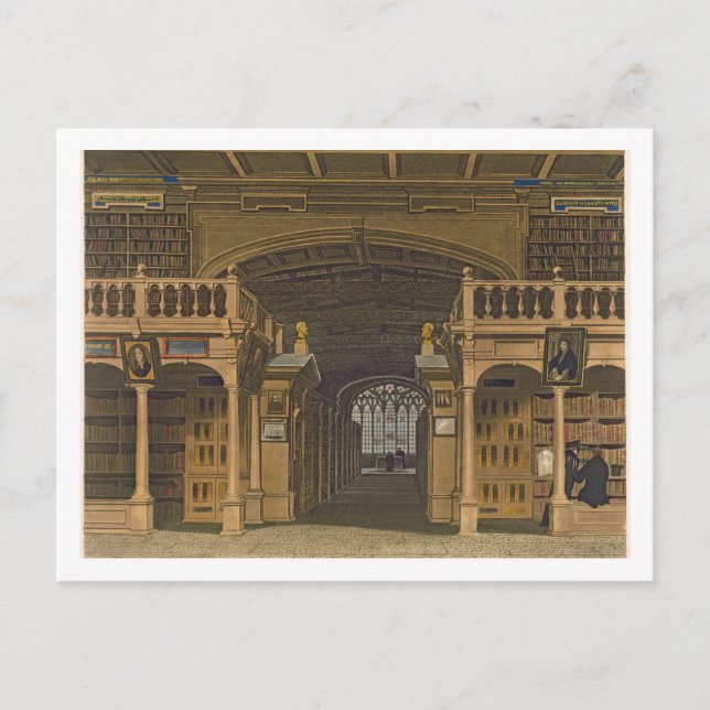 Postal Interior de la Biblioteca Bodleian, ilustracion de (Anverso)