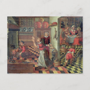 Postal Interior de la cocina, cena en Emmaus