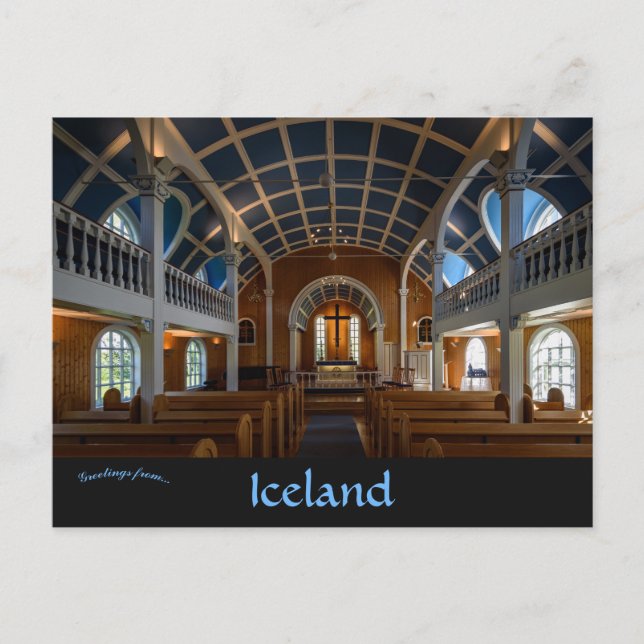 Postal Interior de la Iglesia Azul en Seyðisfjörður Islan (Anverso)